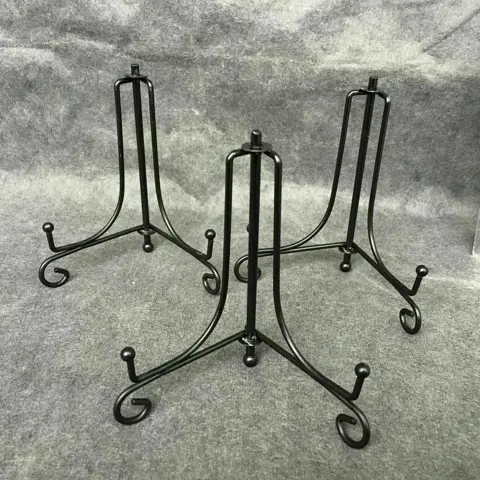 Mooi zwart gelakte metalen fossielstandaard.