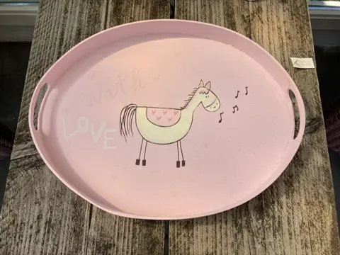 ROZE DIENBLAD MET PAARDJE “With Love” van Appletree – NIEUW