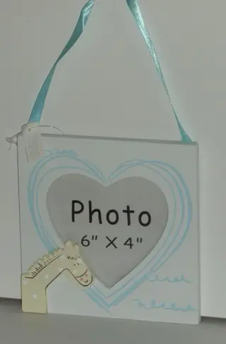 SUPER LIEF FOTOLIJSTJE HART BLAUW MET PAARDJE Appletree NIEUW