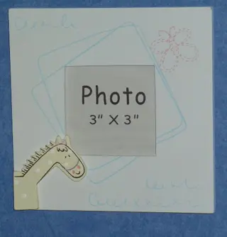 SUPER LIEF FOTOLIJSTJE VIERKANT BLAUW MET PAARDJE Appletree NIEUW