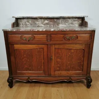 Vintage, antieke commode, ladekast met marmer blad
