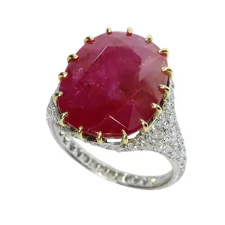 Vintage Ruby Delight: 13.5ct Untreated Ruby in Art Deco Ring