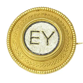 EY  From Greek Health to English Love: Castellani's Victorian Micro Mosaic Brooch