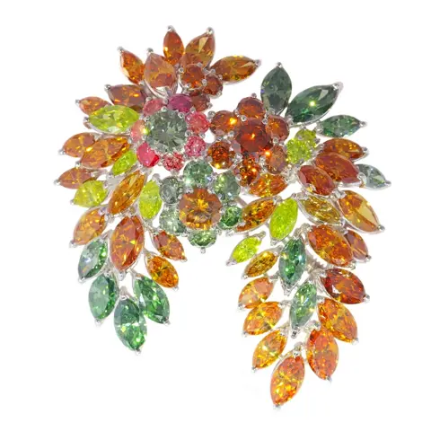 Exquisite 1970s Vintage Brooch: A Symphony of Over 19 Carats of Fancy Colour Diamonds