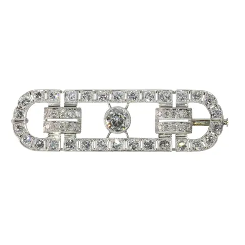 Art Deco-Inspired Gentlemans Brooch  Vintage Fifties Design with 4.92ct Diamonds