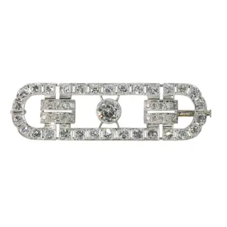 Art Deco-Inspired Gentlemans Brooch  Vintage Fifties Design with 4.92ct Diamonds