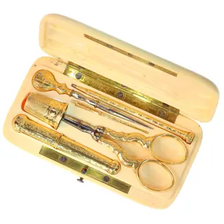 Opulent Stitches: A French Gold Sewing Set from the Victorian Era