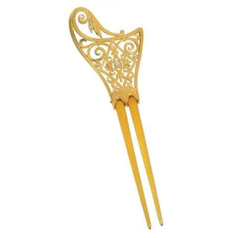 Art Nouveau's Artistic Allure: A Horn and Diamond Hair Comb