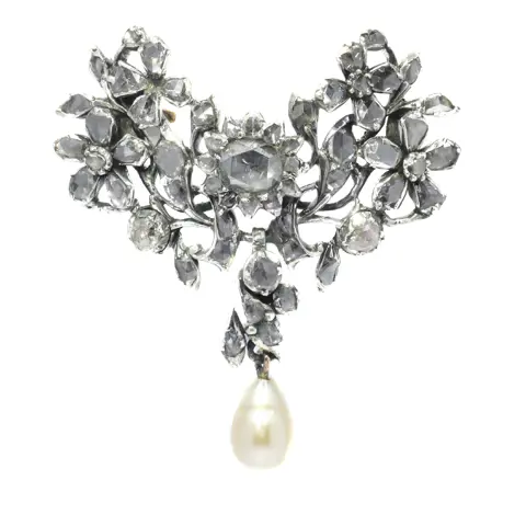 Georgian Grace: Diamond and Pearl Brooch Circa 1740