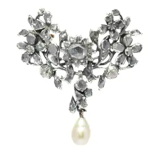 Georgian Grace: Diamond and Pearl Brooch Circa 1740