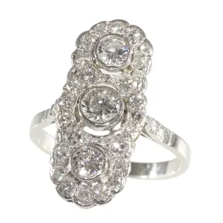 Vintage Diamond 1950s Ring in a Deco Revival Style