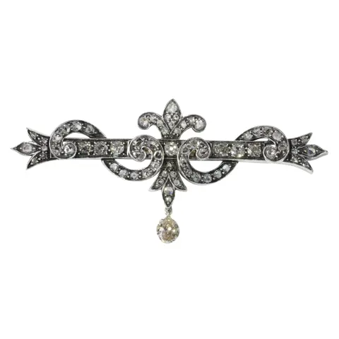 Vintage antique diamond bar brooch