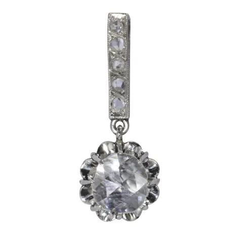 Vintage Art Deco diamond pendant with large rose cut diamond