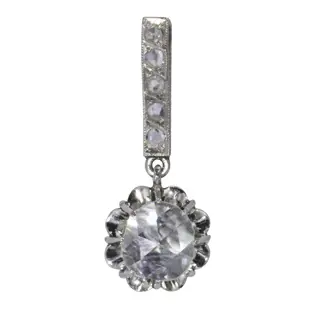 Vintage Art Deco diamond pendant with large rose cut diamond