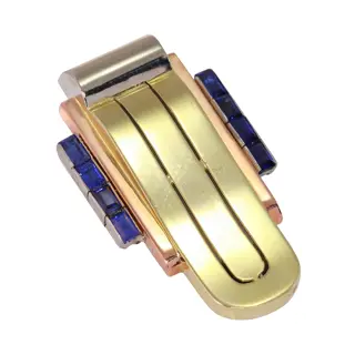 Vintage Vogue Clip: Sapphires Set in Tri-Colour Gold