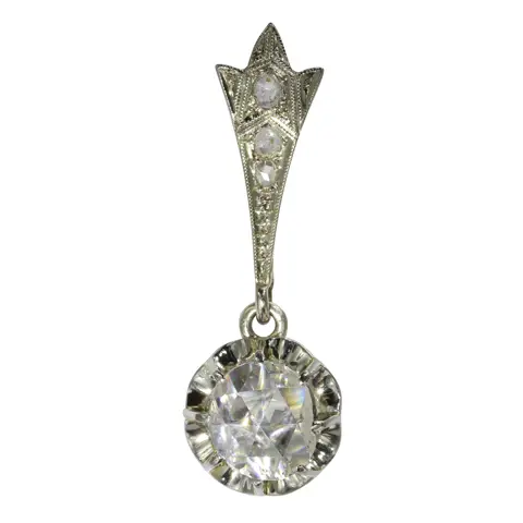 Big Rose Cut Diamond Art Deco Pendant Belle Epoque