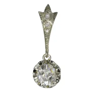 Big Rose Cut Diamond Art Deco Pendant Belle Epoque
