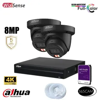Zwarte 4K bewakingscamera set Dahua