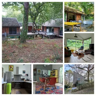 Moderne houten architectenwoning op palen te huur voor vakanties (Zuidwest-Frankrijk)