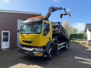 Renault MIDLUM 220-18 / HIAB 088HIDUO-2 / Driezijdige Kipper / Hydraulische Kleppen / 114.187 Km