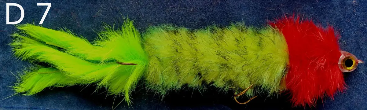 Deel 4) 2 stuks Snoekstreamers serie D met 2 dreggen voor Spinhengel Baitcaster