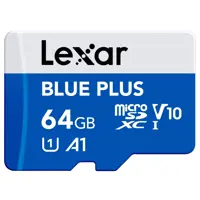 Lexar MicroSDHC Blue Plus UHS-I 64GB V30 Read 100MB/s With SD Adapter