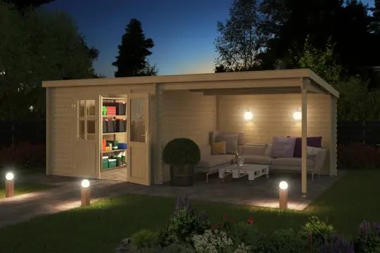 Blokhut met overkapping Orlando 581x292 Onbehandeld vuren