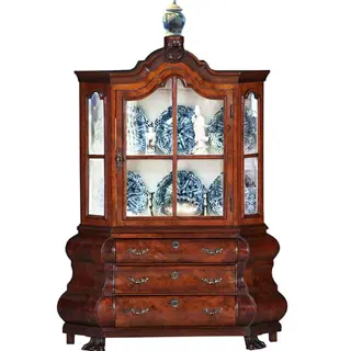 MINIATUUR of meesterstuk van een "18e eeuwse wortelnoten porseleinkast"  ca 1885