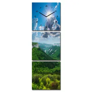 Klok op Schilderij - Canvas Wandklok 3Luik