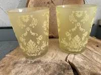 VAAS YELLOW MET FLUWEEL DECOR SET H 16 cm NIEUW