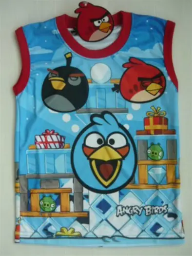 Origineel Angry Birds T-Shirt - maat 104 lichtblauw * nieuw