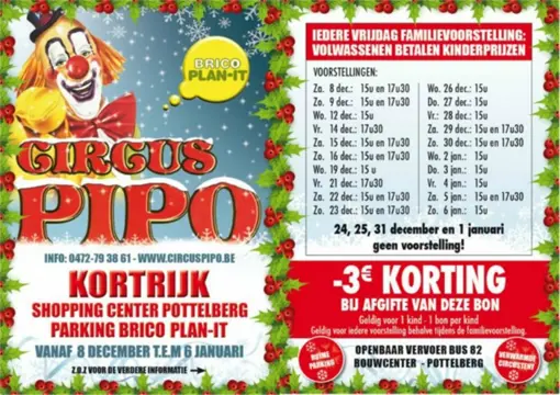 Kerstcircus Pipo - Pauwels te KORTRIJK