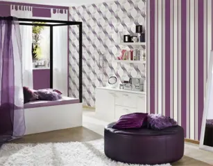 Retro wit paars zilver vlies behang 56