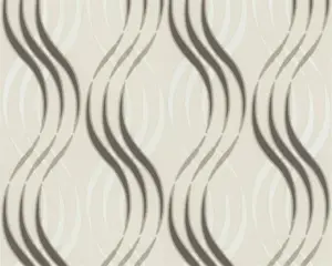 Beige zilver glim retro vlies behang