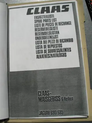 Manual Claas 6 reihig Maisgebiss Jaguar 690 / 685