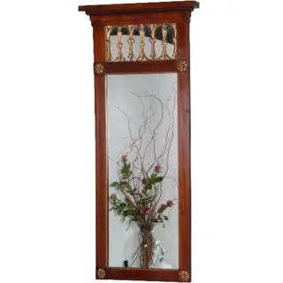 Antieke spiegels / Shouwspiegel in mahonie met goud maaswerk in de kroon 1830