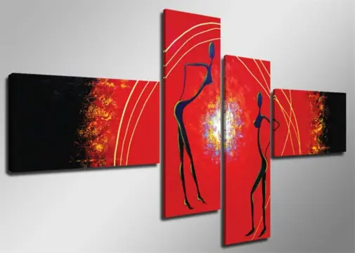Nieuw canvas schilderij 4-luik Red Girls 160 x 70 cm