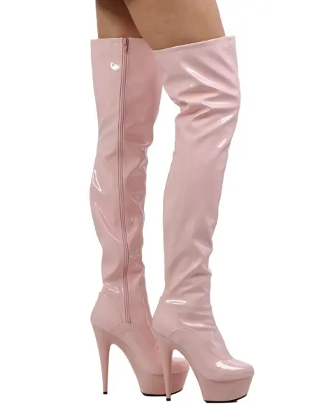 Plateau Vinyl Over-de Knielaarzen. Maat 36 t/m 41. Hielhoogte 14 cm.