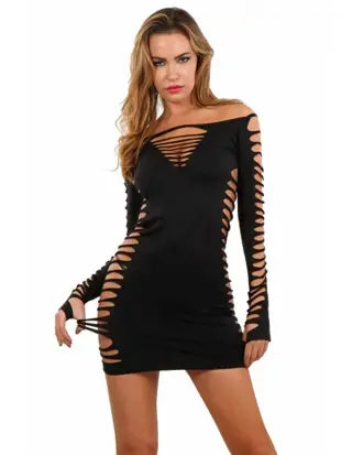 Lycra jurk met off-shoulder. One Size tot XL.