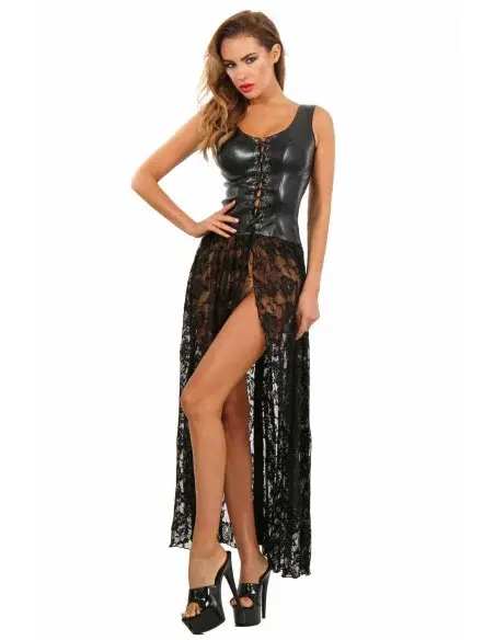 Leren en Kant look Korset jurk. Maat S M L XL.