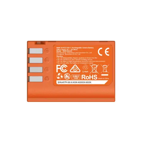 SmallRig 4979 DMW BLK22 USB C Rechargeable Camera Battery oranje