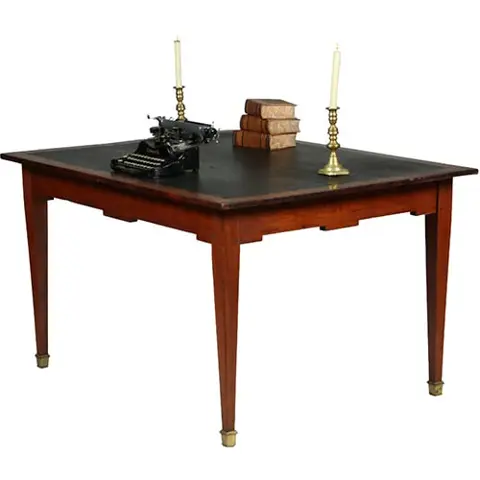 Hollandse 18e eeuwse werktafel Louis Seize ingelegd met wasdoek