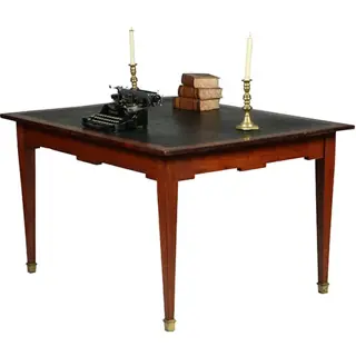 Hollandse 18e eeuwse werktafel Louis Seize ingelegd met wasdoek