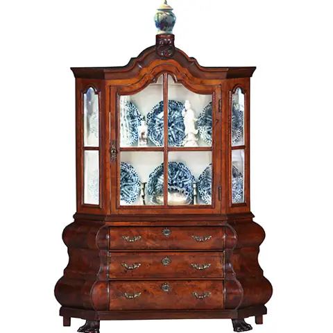 MINIATUUR of meesterstuk van een "18e eeuwse wortelnoten porseleinkast"  ca 1885