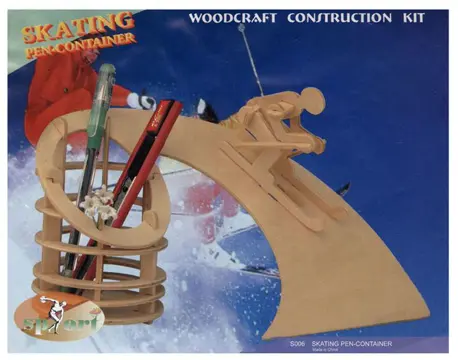 Houten 3D puzzel "Pennenbak Skiën"