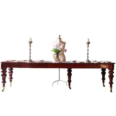 Smetteloze Lange tafel wind out table met slinger ca. 1850  tot 14 personen