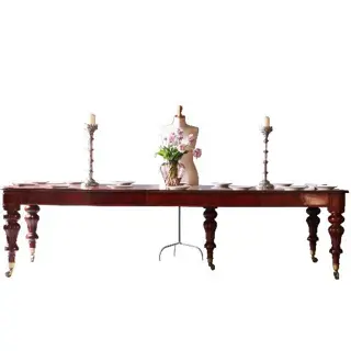 Smetteloze Lange tafel wind out table met slinger ca. 1850  tot 14 personen