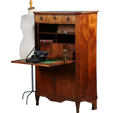 Blonde mahonie Louis Seize secretaire abattant ca. 1800