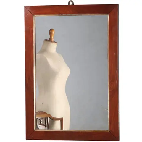 Rechthoekige Biedermeier spiegel bloemmahonie en vergulde binnenlijst ca 1830