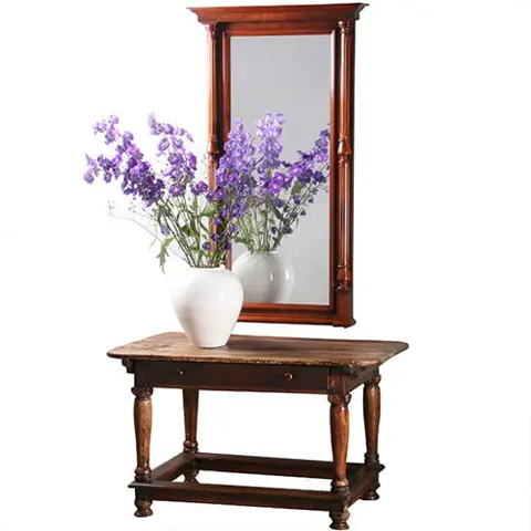 Notenhouten schouwspiegel Historisme ca 1880 met zuilen